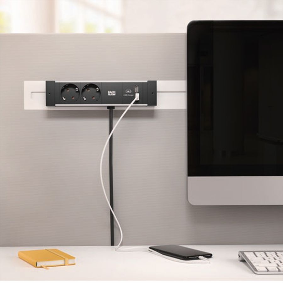 BACHMANN DESK RAIL 2x Schutzkontakt 1x USB Charger 1x ABD