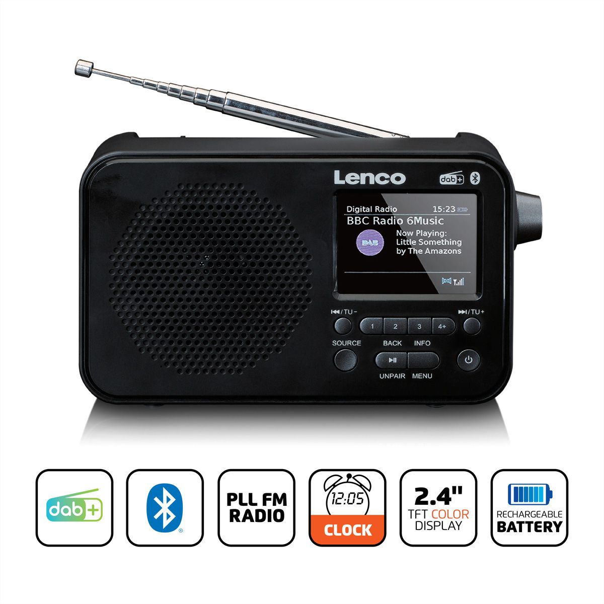 Lenco DAB+ Radio PDR-036BK, noir