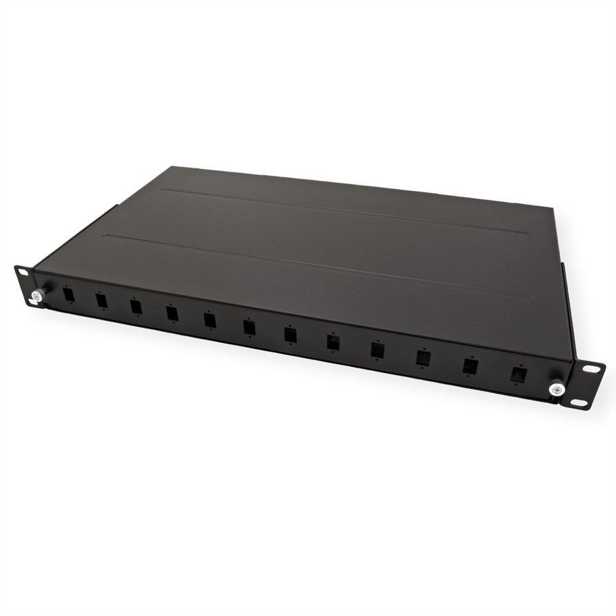 ROLINE 19''-LWL-Gehäuse leer, 1 HE, 12x SC-Simplex oder LC-Duplex, schwarz