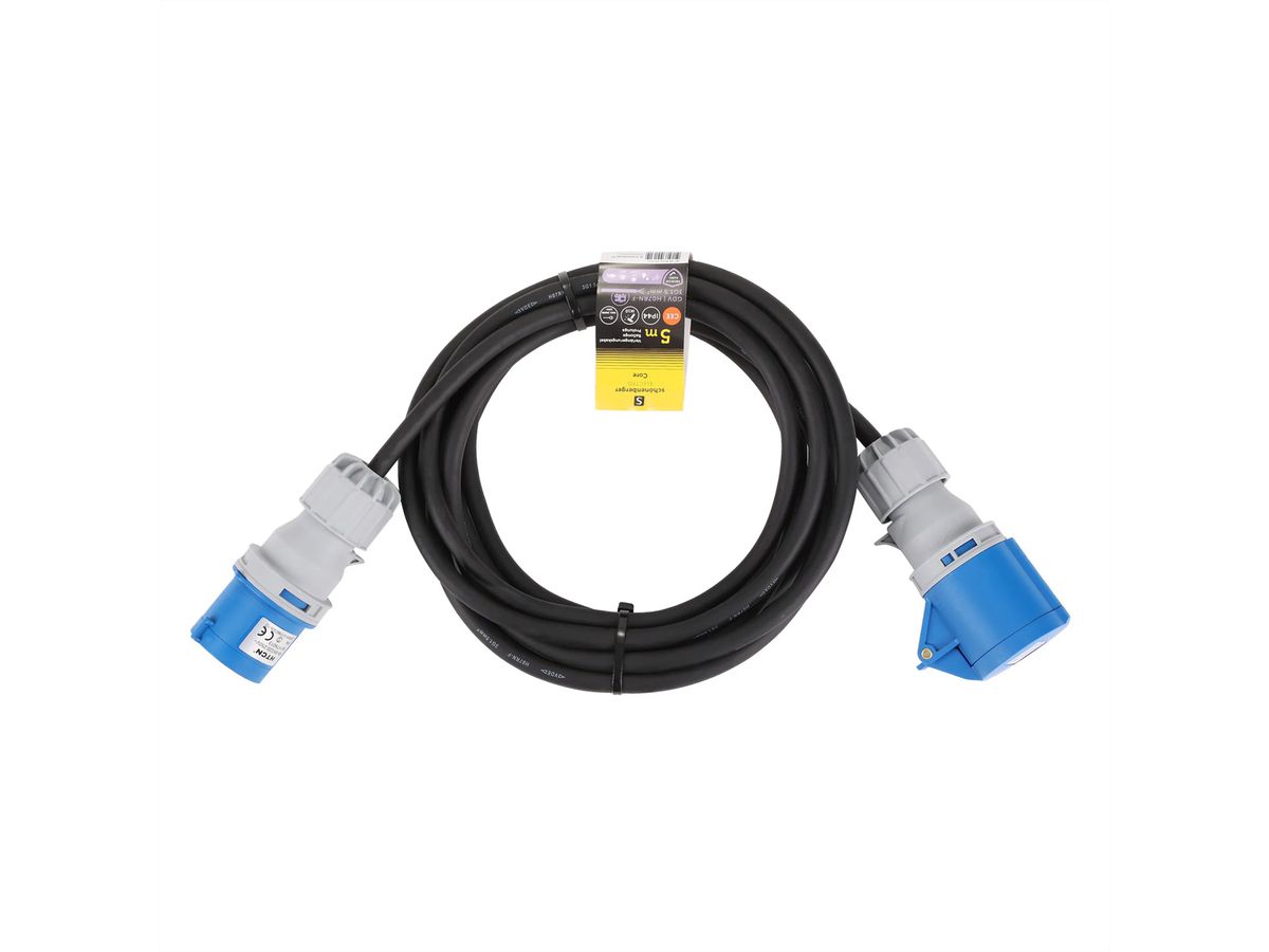 Verlängerung CEE 3P IP44 , 5m H07RN-F 3G1.5mm2 , schwarz