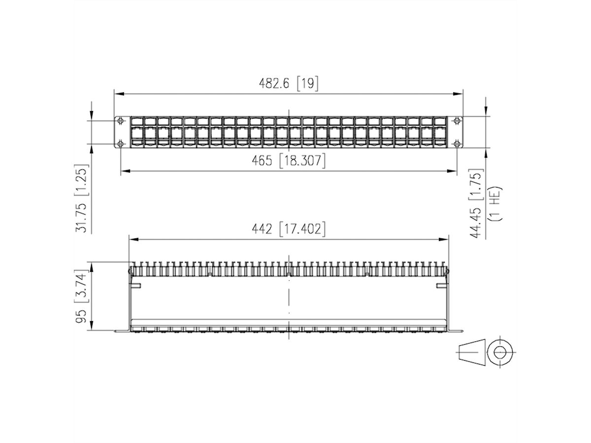 METZ CONNECT Keystone support pour module 19 pouces 1UH 24 ports noir non équipé, blindé, noir