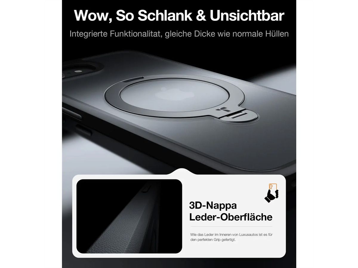 Torras Ostand 360° Spin Schutzhülle, iPhone 16e, MagSafe, schwarz
