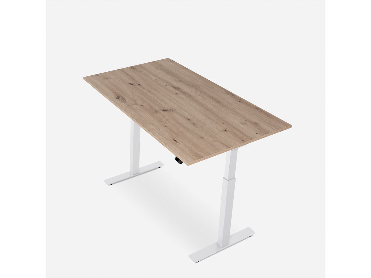 WRK21 Schreibtisch Smart 120 x 80 cm, Höhenverstellbar, Kendal Eiche / Weiss