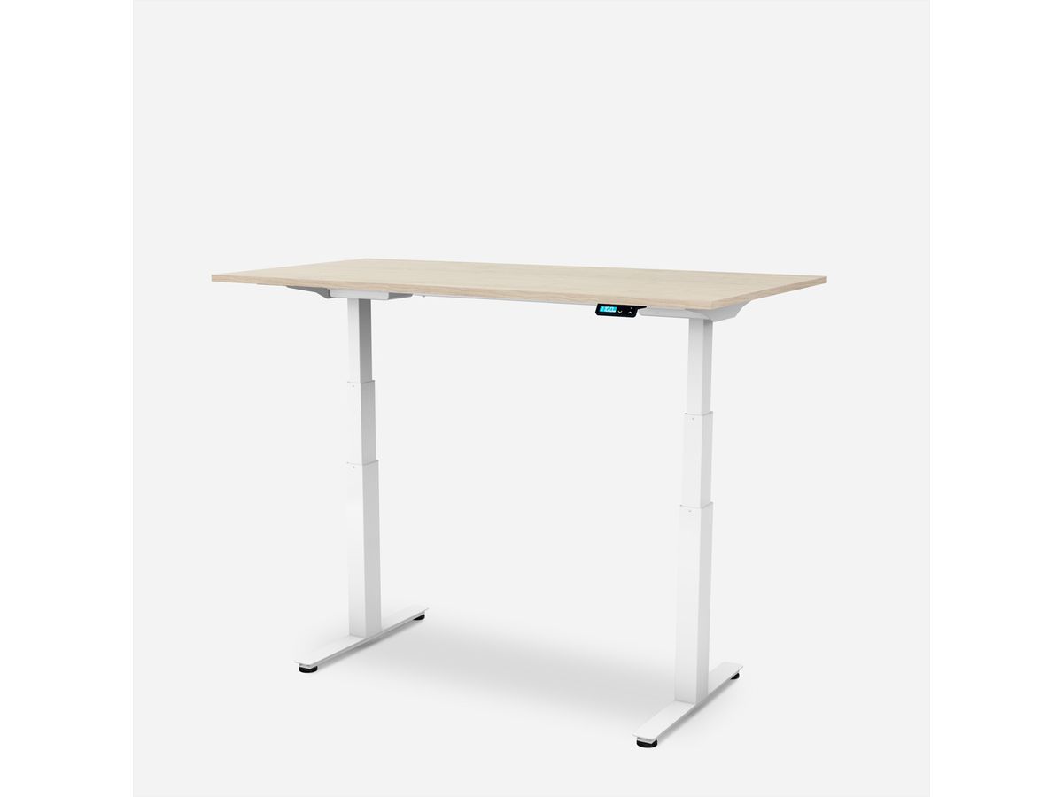 WRK21 Schreibtisch Work 140 x 80 cm, Höhenverstellbar, Mandal Ahorn / Weiss