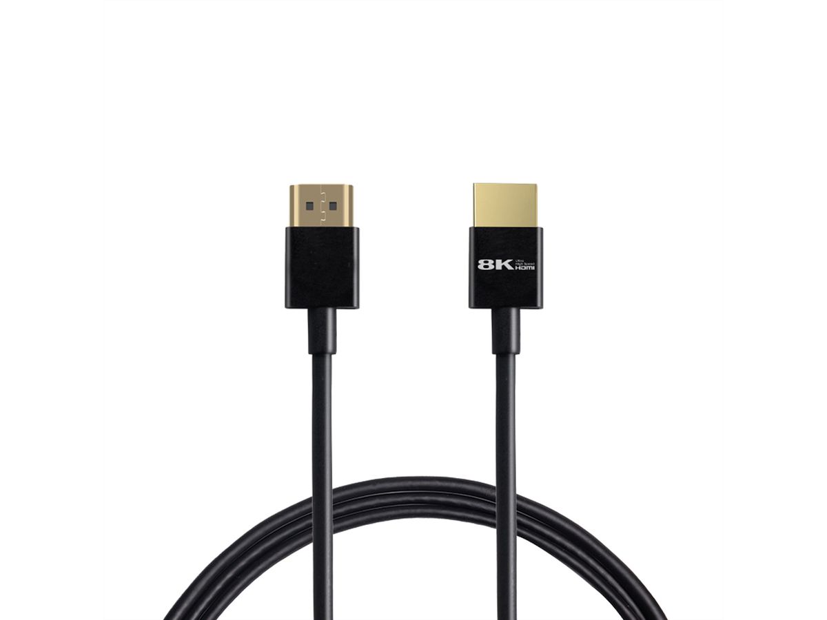 ROLINE 8K HDMI Ultra HD Kabel mit Ethernet, Slim, ST/ST, schwarz, 2 m