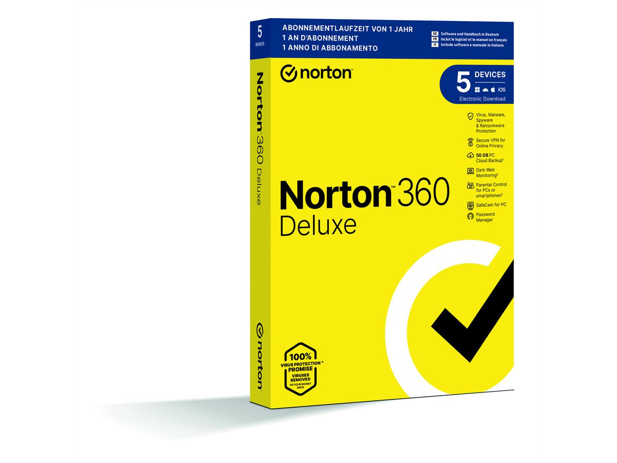 Norton Security 360 Deluxe 1 User, 50GB, 5 PC