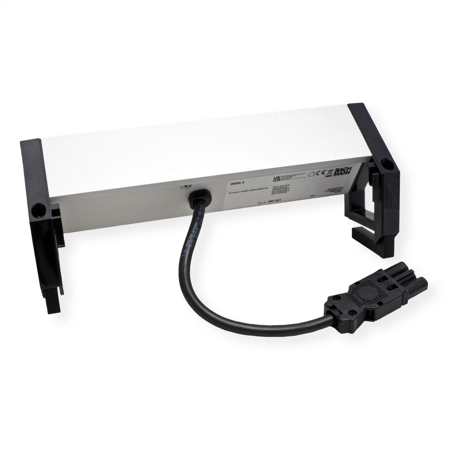 BACHMANN DESK2 ALU BLACK 2xUTE 1xUSBC 60W 0,2m GST18
