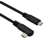 ROLINE Câble USB 3.2 Gen 2x2, avec PD, C-C, M/M, 4K UHD-1, 20Gbit/s, Emark, 100W, 1x coudé à 90°, noir, 1 m