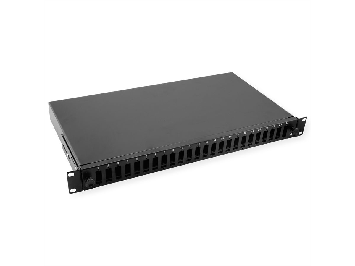 VALUE 19-Zoll-Spleißbox leer 1 HE, 24x SC DX / LC 4-fach, ausziehbar