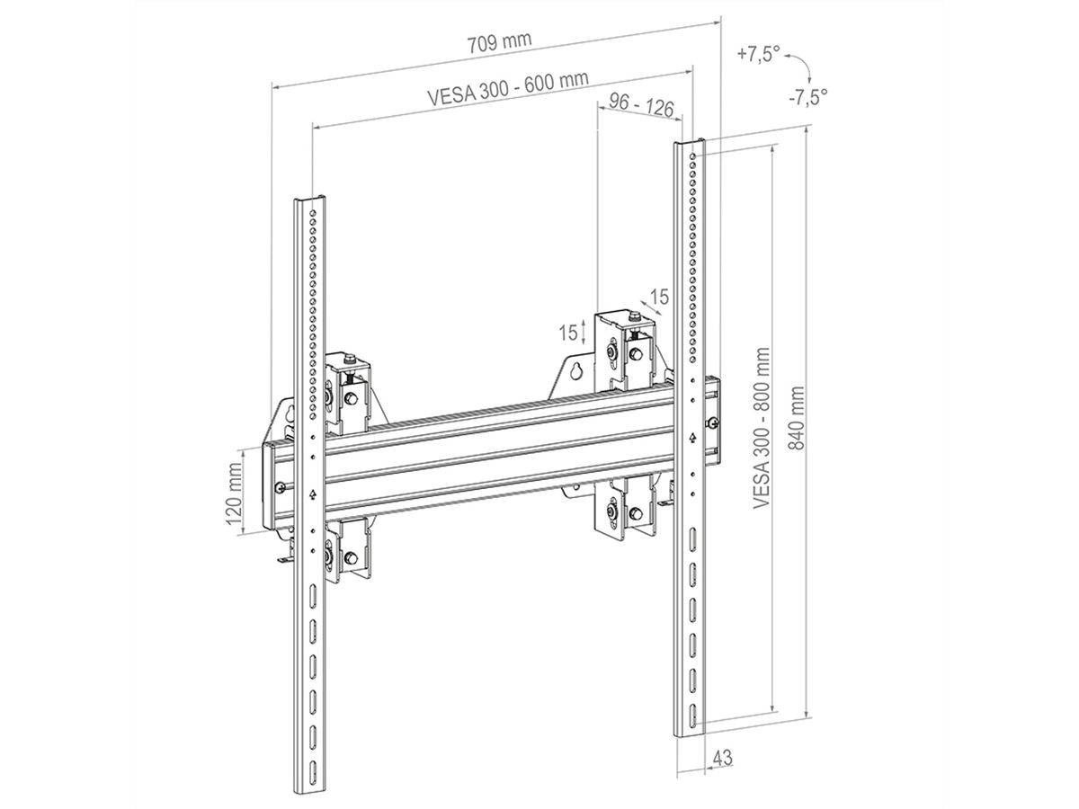 Hagor WH Synchron HD 65-98" Portrait, VESA max. 600x800, max. 150kg