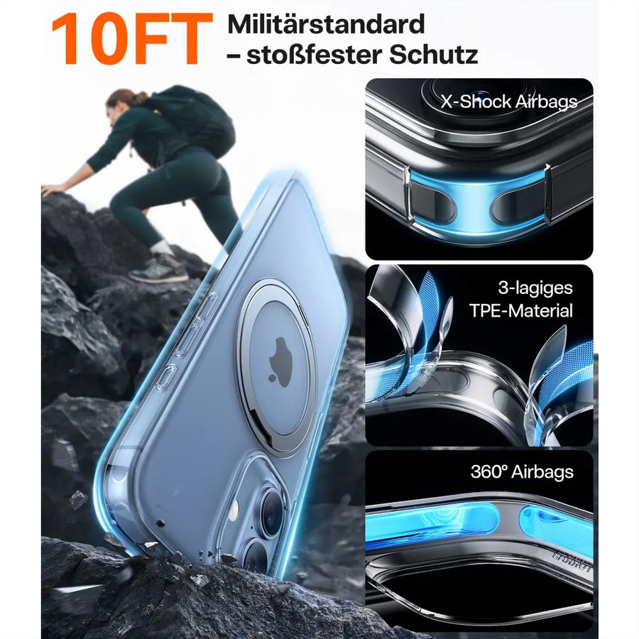 Torras Upro Ostand Case, iPhone 17, MagSafe, transparent