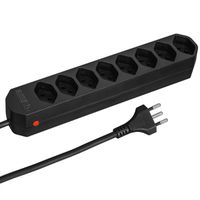 Steffen Bâti de prises Compact 8x, sans interrupteur, noir, 1.5m