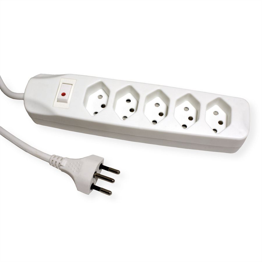 BLANK Steckdosenleiste, 5fach T13, mit Schalter, weiss