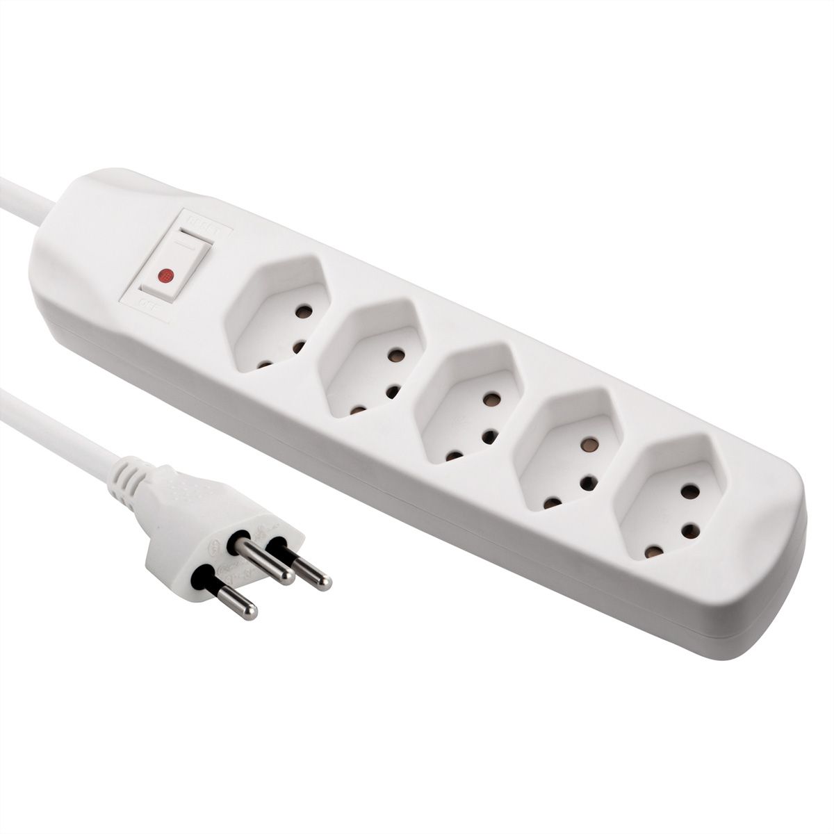 BLANK Steckdosenleiste, 5fach T13, mit Schalter, weiss
