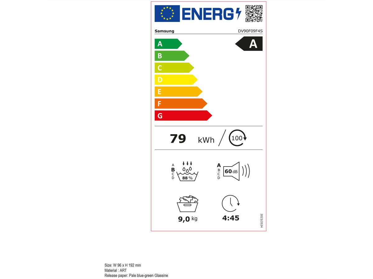 Samsung Sèche-linge DV9000 Display 7", A+++, Inox noir