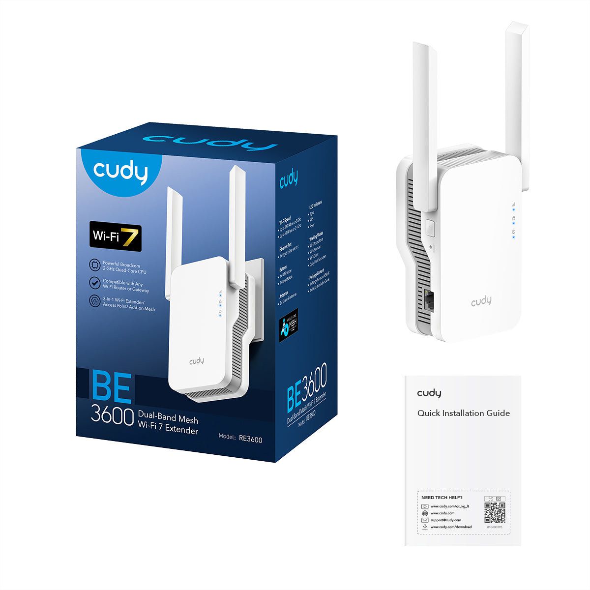 CUDY RE3600 BE3600 Repeater Mesh Wi-Fi 7 Range