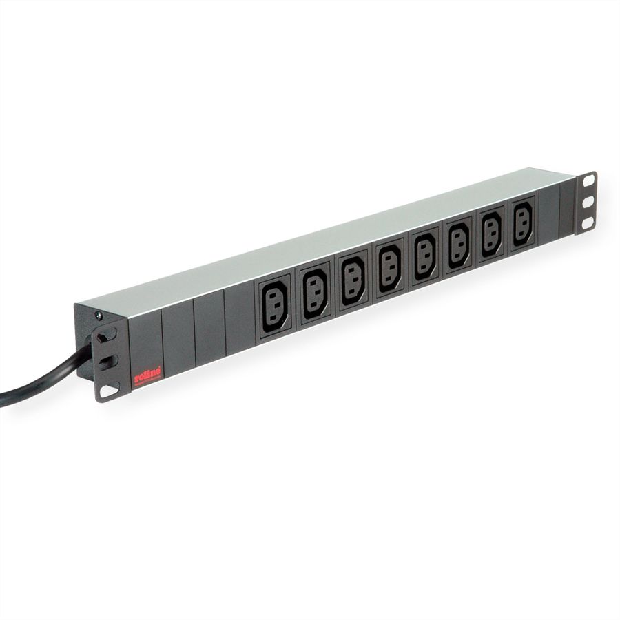 ROLINE 19-Zoll-Steckdosenleiste 8fach C13 + C20-Stecker, silberfarben, 2 m