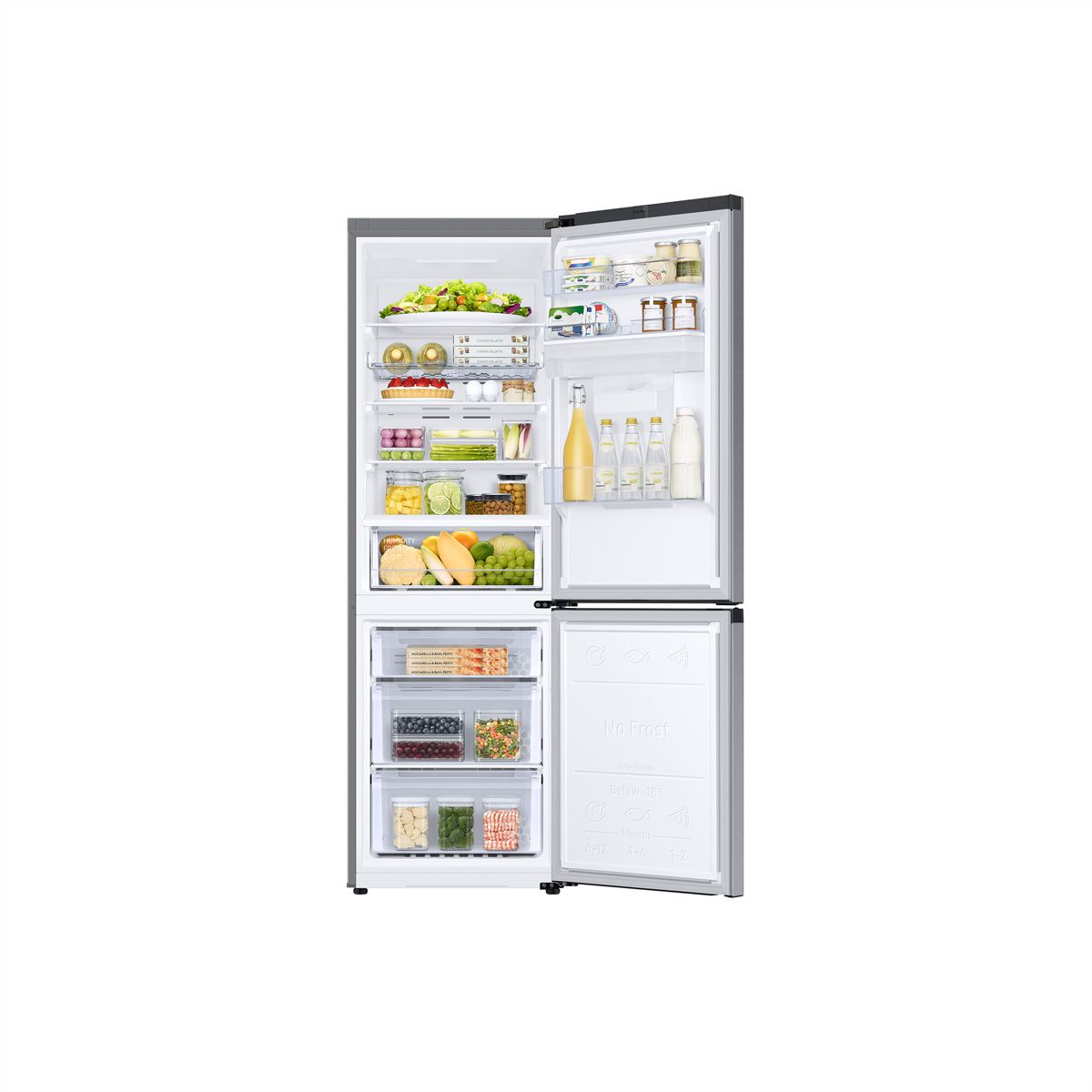 Samsung Réfrigérateur-congélateur RB7300 , 341l, D, WiFi, argenté avec poignée encastrée