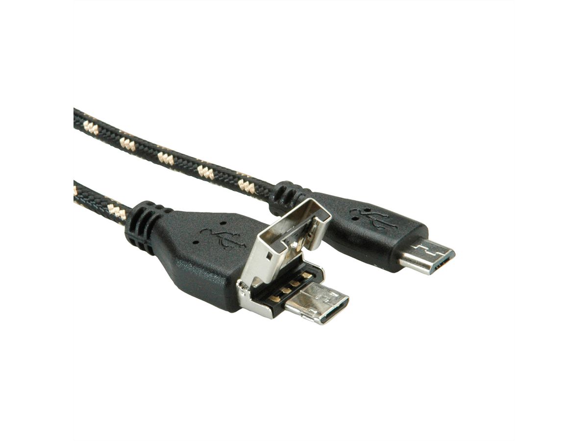 ROLINE GOLD USB 2.0 OTG Kabel, A + Micro B - Micro B, ST/ST, 1 m