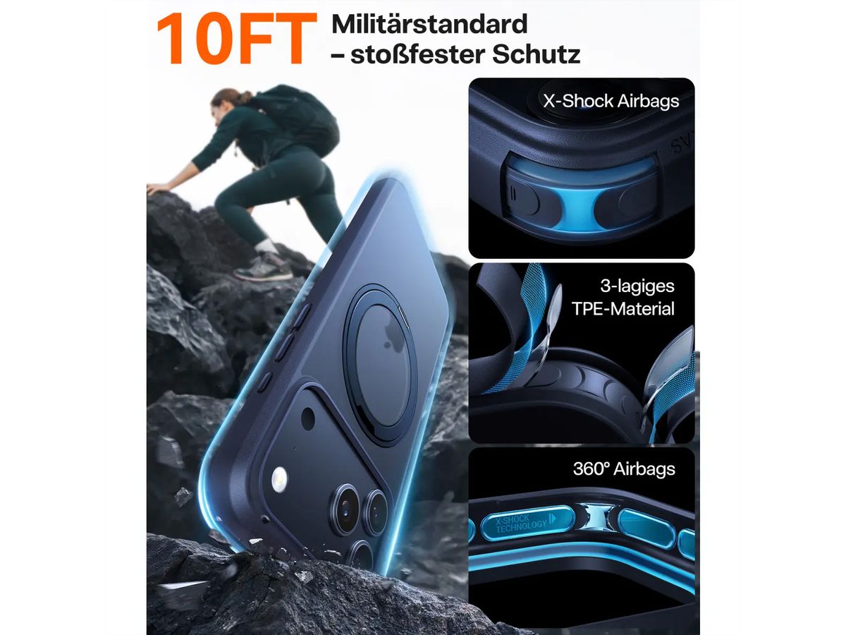 Torras UPRO Ostand Schutzhülle, iPhone 17 pro, MagSafe, blau