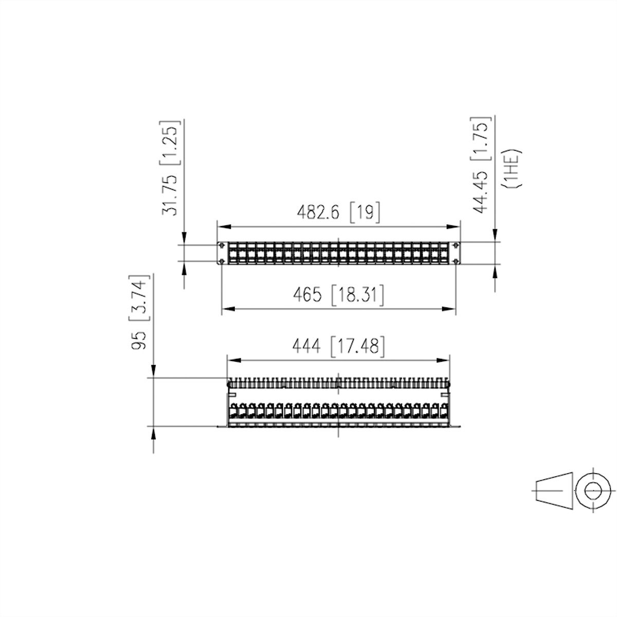 BTR Panneau 19" 1UH équipé de 24 modules Cat.6A (Classe EA)