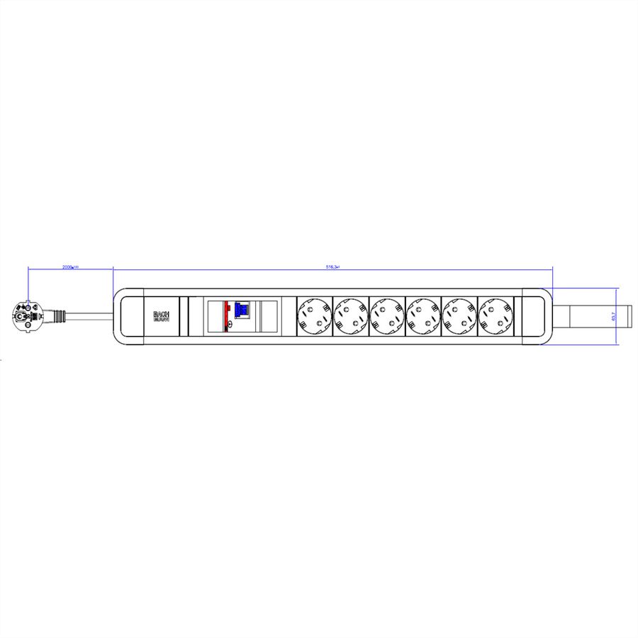 BACHMANN PRIMO 2 6xCEE7/3 1xFI avec boucle 2,0m CEE7/7 RAL6028