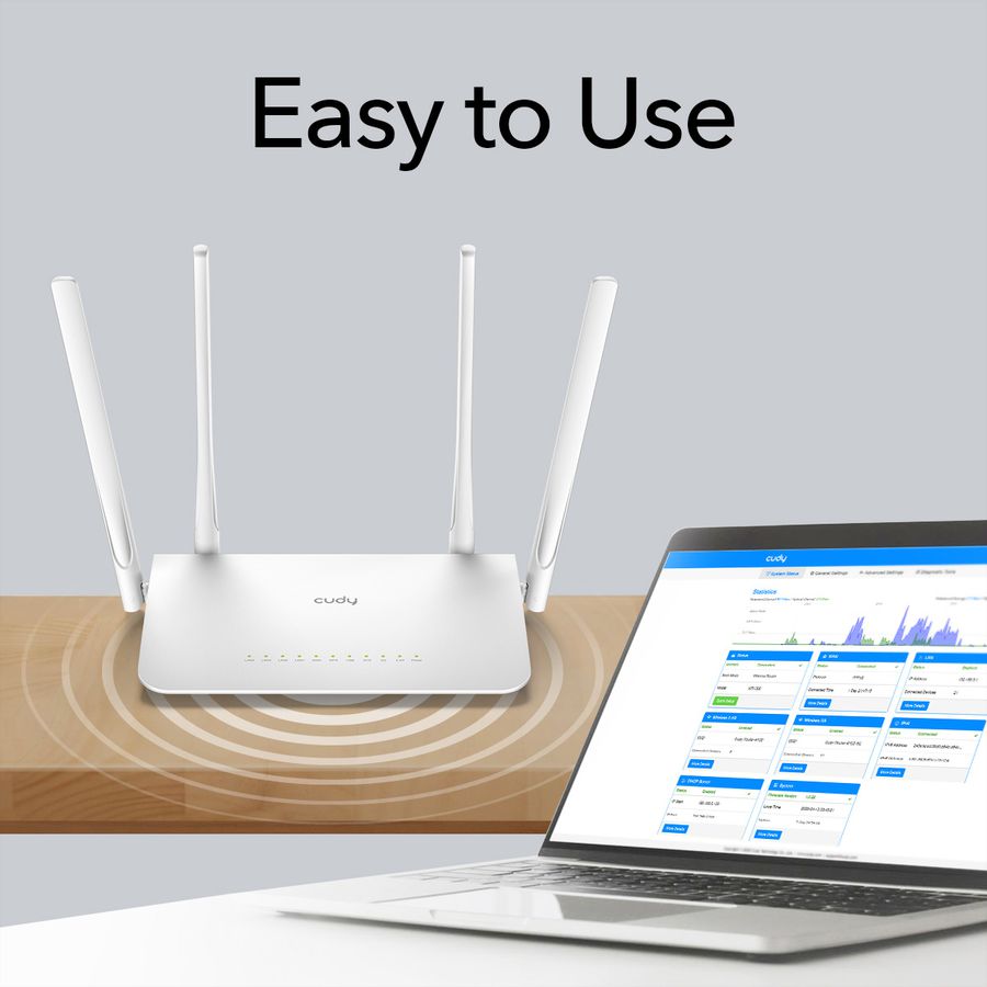CUDY WR1300 AC1200 Routeur WiFi Mesh, Gigabit