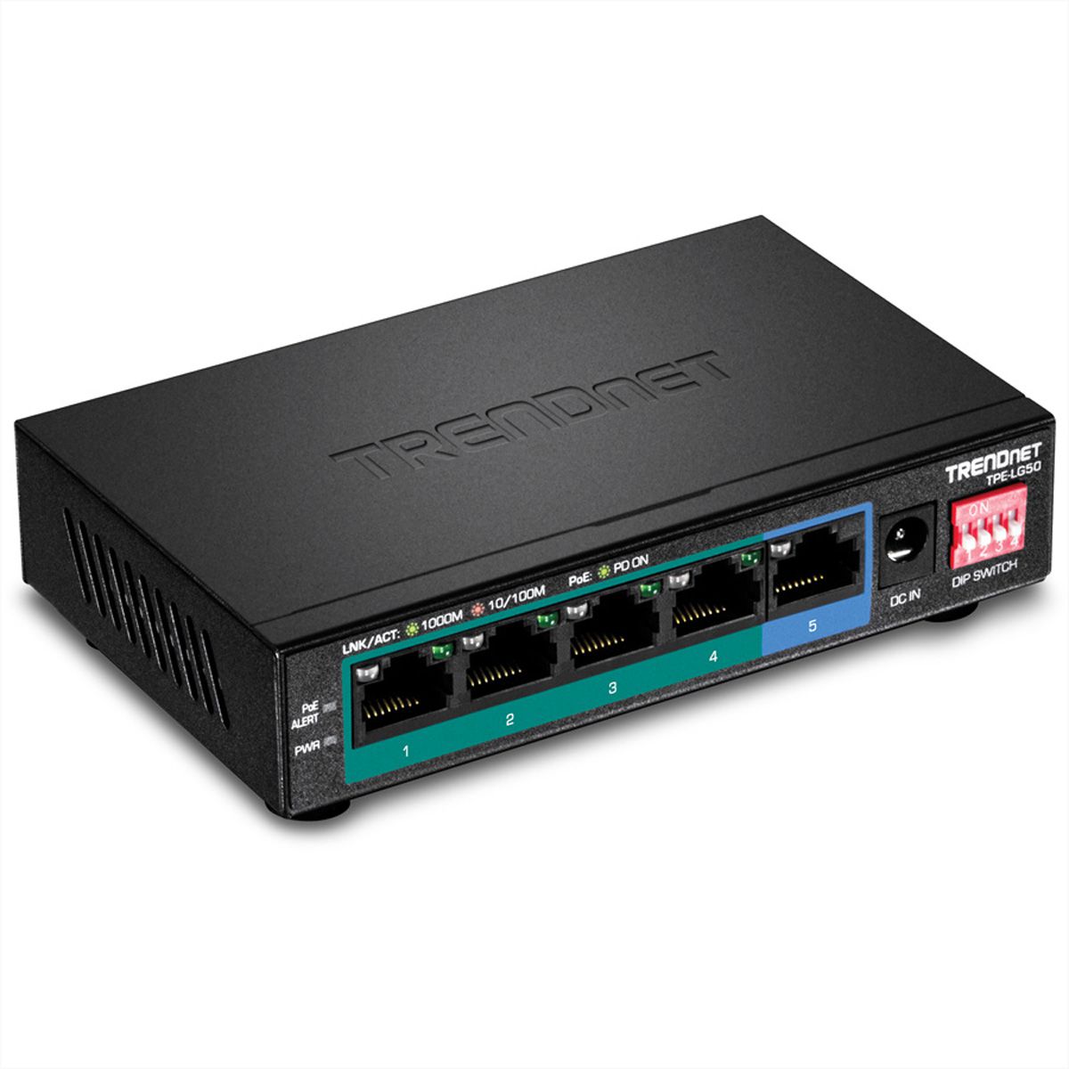 TRENDnet TPE-LG50 Switch PoE+ longue portée Gigabit à 5 ports