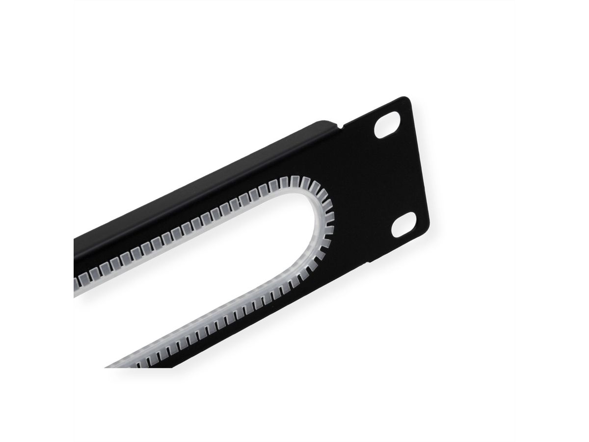 VALUE Passe-câbles 19" 1 UH, avec protection des bords, acier, noir