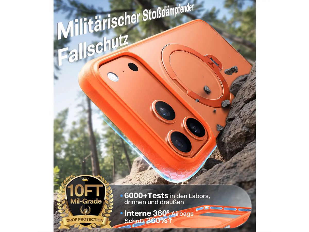 Torras Ostand 360° Case, iPhone 17 Pro, MagSafe, orange