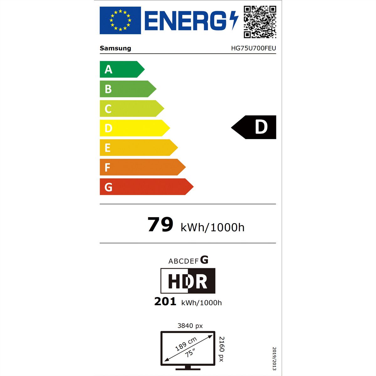 Samsung Hotel TV HG75U700, 75", noir