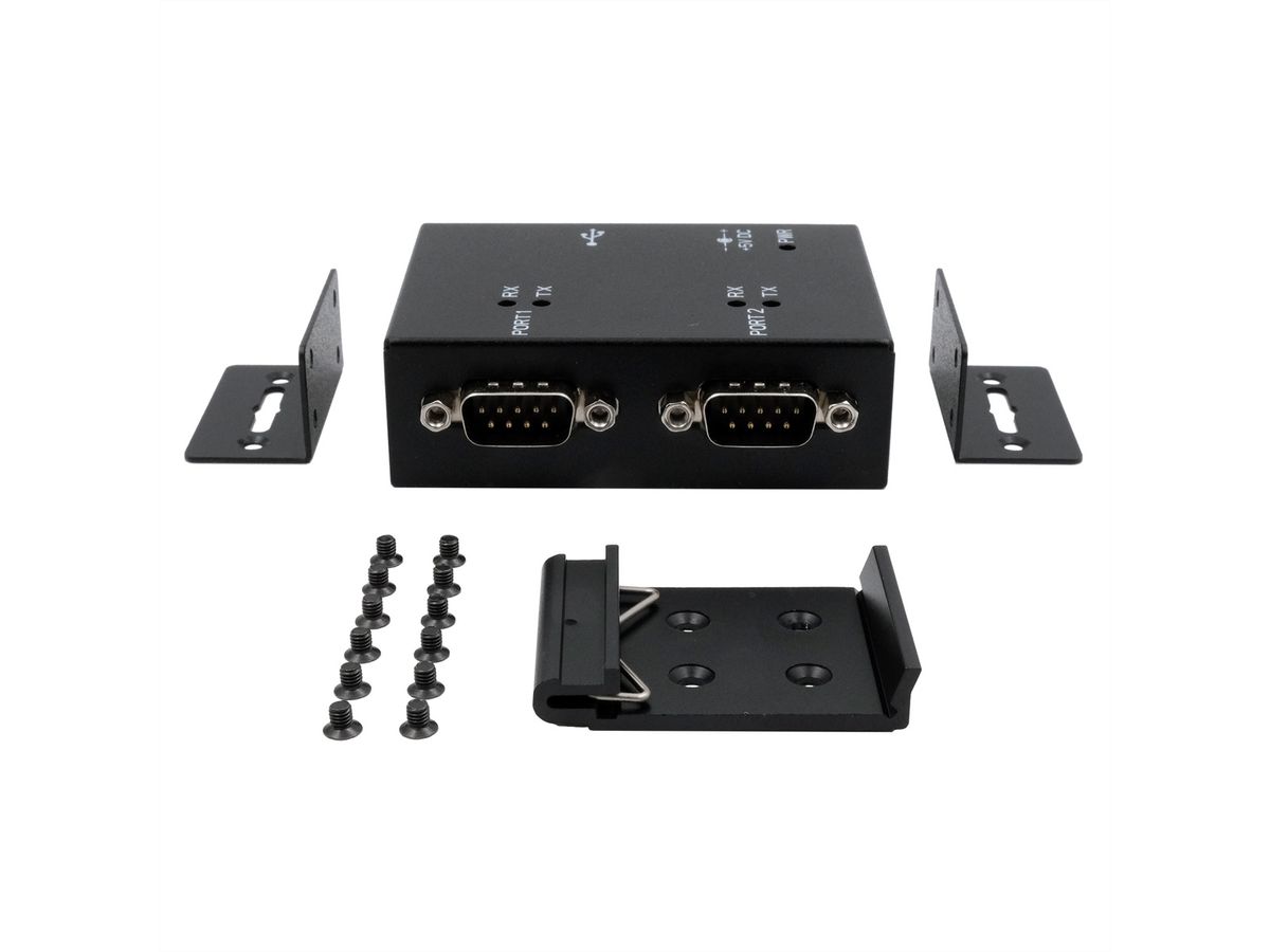 EXSYS EX-13072HM USB 2.0 zu 2 x Seriell RS-232 Ports Metallgehäuse FTDI Chip-Set