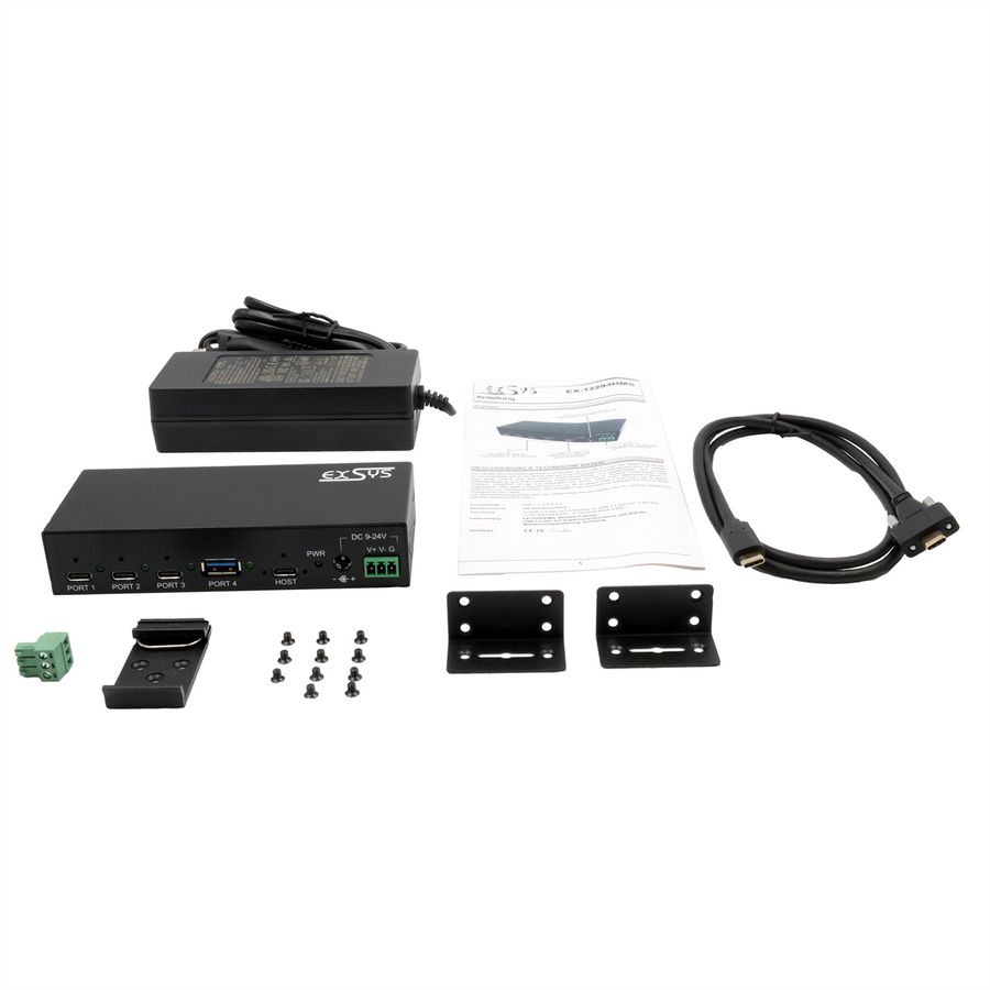 EXSYS EX-12293HMS Hub métal USB 3.2 Gen2, 4 ports, 3x C et 1x A