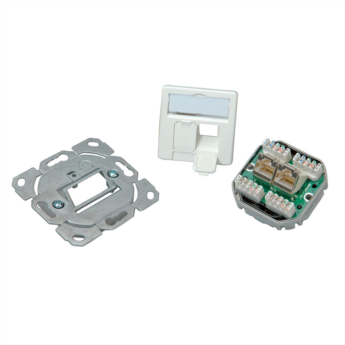 TELEGÄRTNER Embase AMJ45 2x RJ45 Cat.5e (Classe D) blanc alpin, (A+B+C)