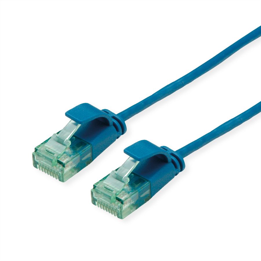 ROLINE RM Cordon Data Center UTP Cat.6A (Classe EA), slim, bleu, 1,5 m
