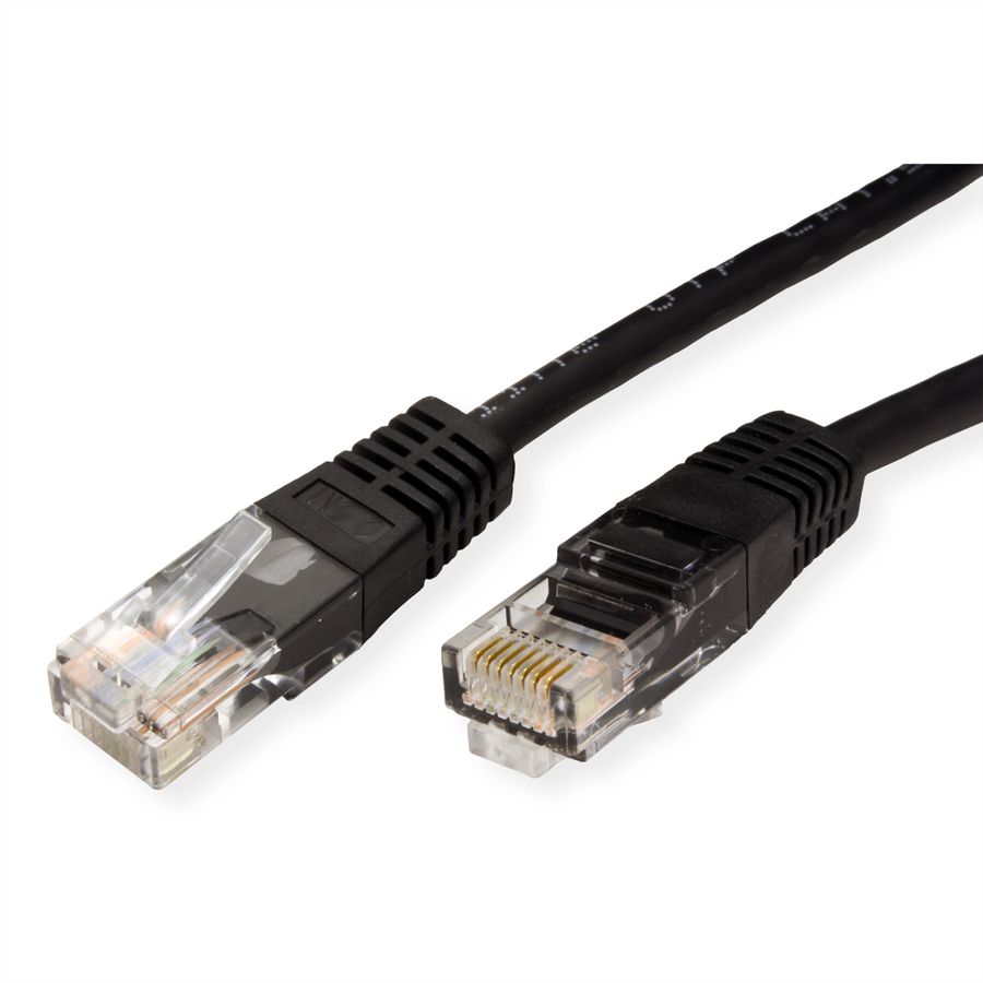 Cordon ROLINE Cat.5e (Classe D) UTP confectionné, PoE, noir, 0,5 m