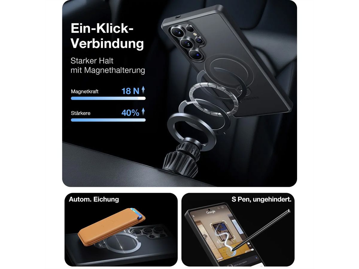 Torras Ostand 360° Case, Galaxy S25 Ultra, MagSafe, noir