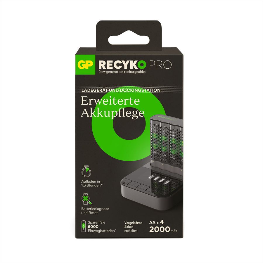 GP Batteries USB-Ladegerät GP P461, inkl. 4x ReCyko Pro AA 2000mAh &USB Dock