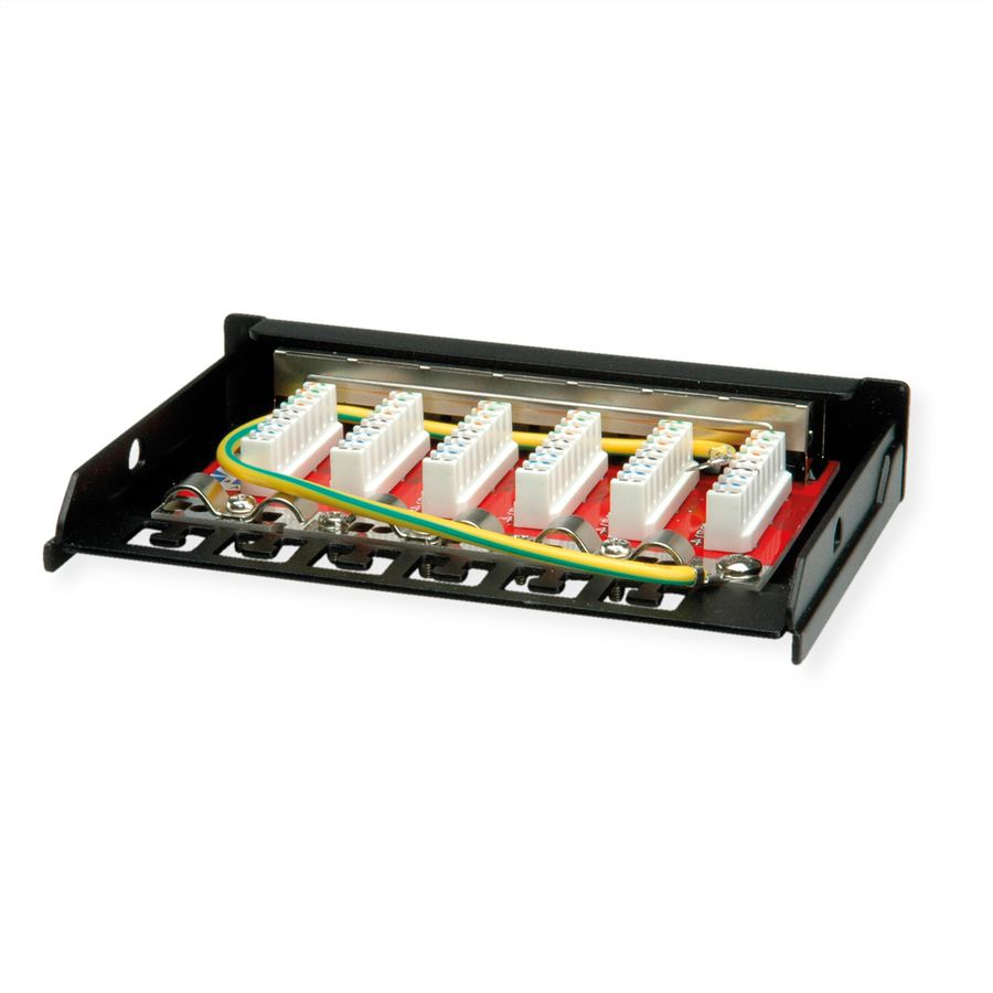 ROLINE Mini-Patchpanel, Cat.6A (Class EA), 6x RJ45, 0,5HE, geschirmt, schwarz