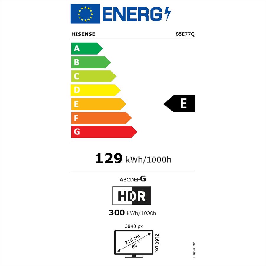 Hisense TV 85E77Q 85", QLED 4K, 60Hz