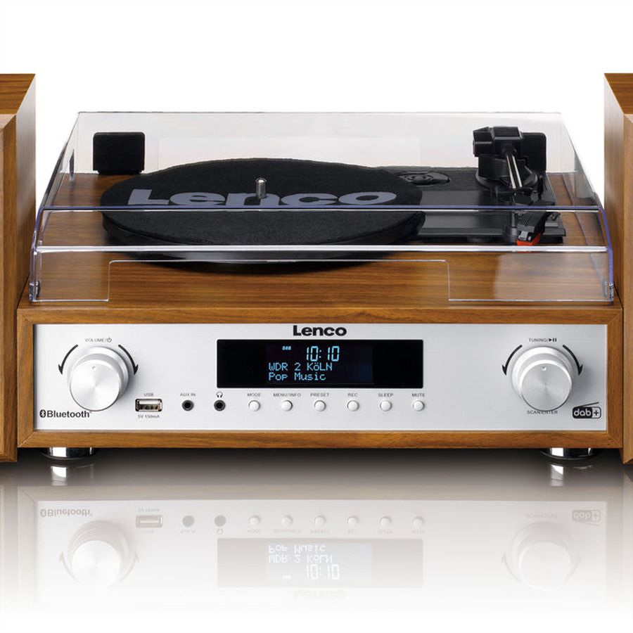Lenco Chaîne Hi-Fi MC-160WD couleur bois, TT, DAB, radio FM, BT