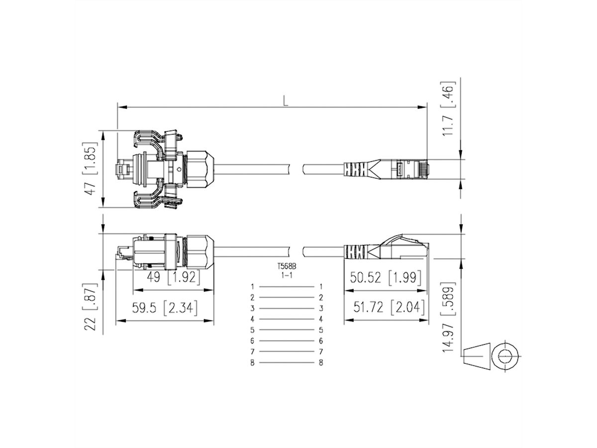METZ CONNECT E-DAT Industry cordon de brassage IP67 - RJ45, 1 m