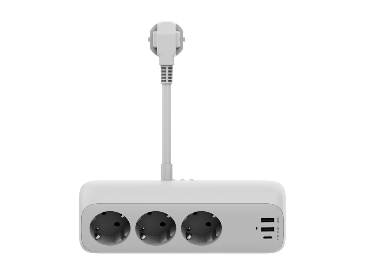 VALUE Tisch-Steckdosenleiste, 3fach mit Tisch-Klemme, inkl. USB-Charger (2x USB-A, 1x USB-C), 1,5 m