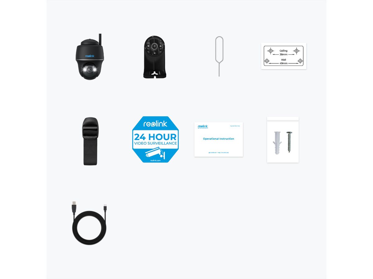 Reolink B430 Outdoor PT-Camera, 5 MP, 90°, IR-LED 10m, WiFi, noir