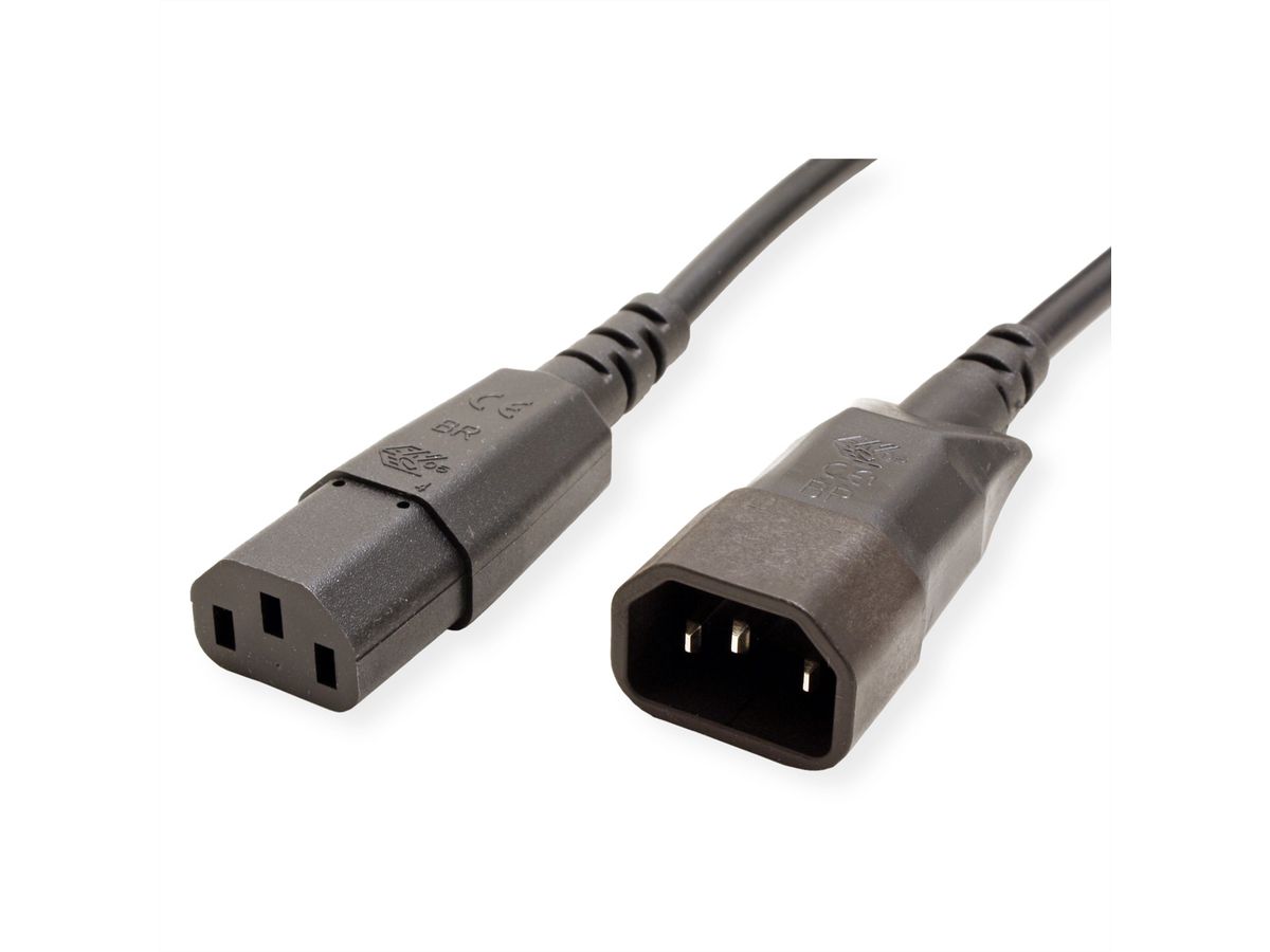 BACHMANN Kaltgeräte Kabel C13-C14, H05VV-F 3G1,0mm², schwarz, 1 m