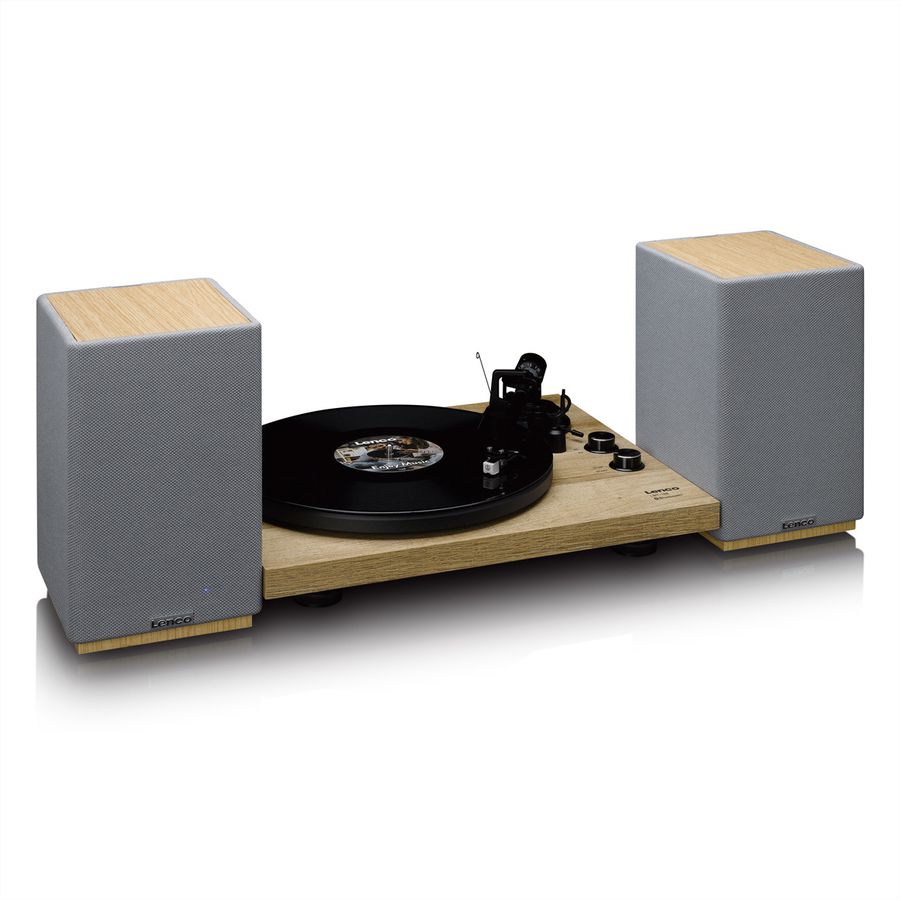 Lenco Aktiv Lautsprecher, 2x40W, Wood,, BT, opt.In, USB, AUX, SUB-Out, IR-FB.