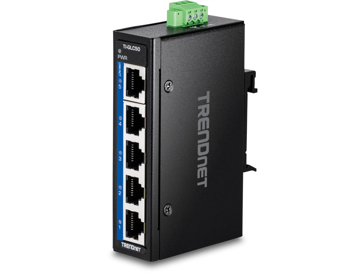 TRENDnet TI-GLC50 Mini switch industriel rail DIN, Gigabit Ethernet à 5 ports