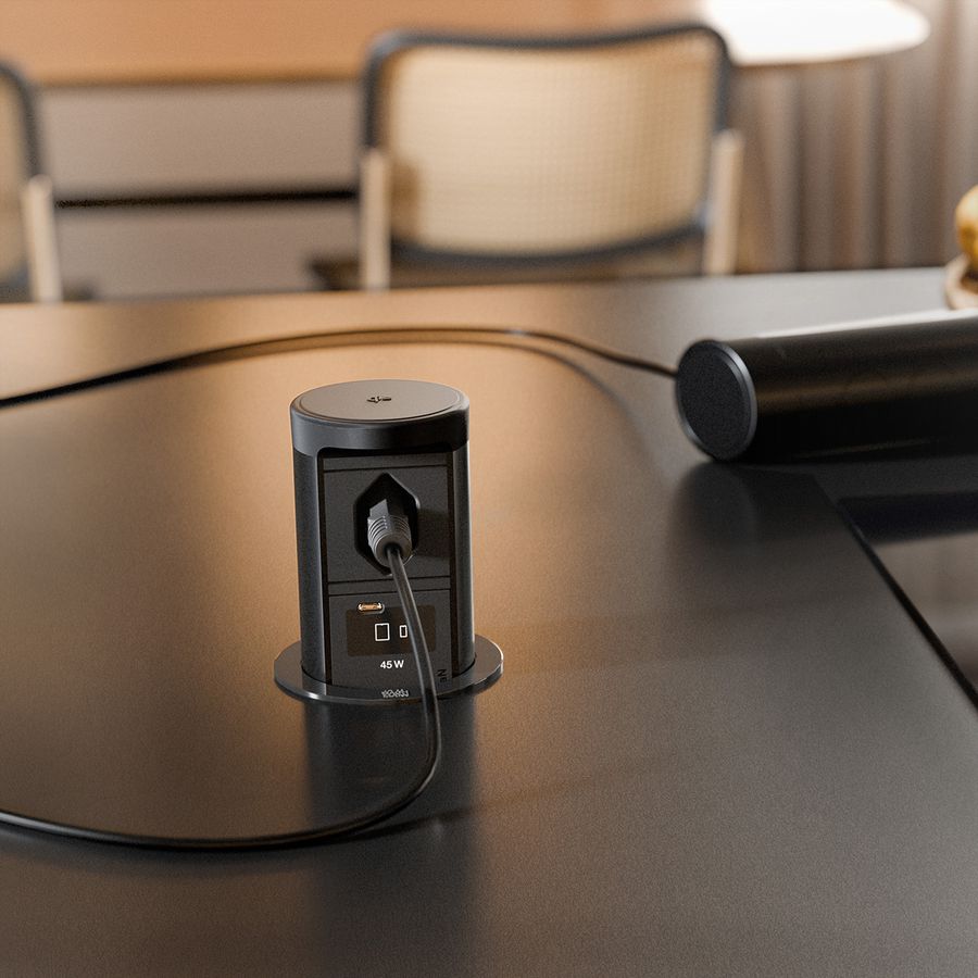 BACHMANN ELEVATOR2 1xCH T13, 1xUSB C Wireless Charger RAL9005 0,5m