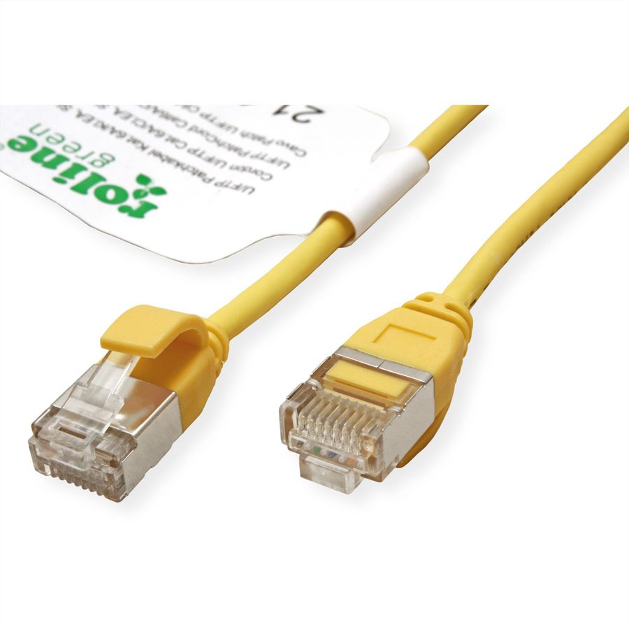 ROLINE GREEN U/FTP Patchkabel Cat.6A (Class EA), LSOH, slim, gelb, 2 m