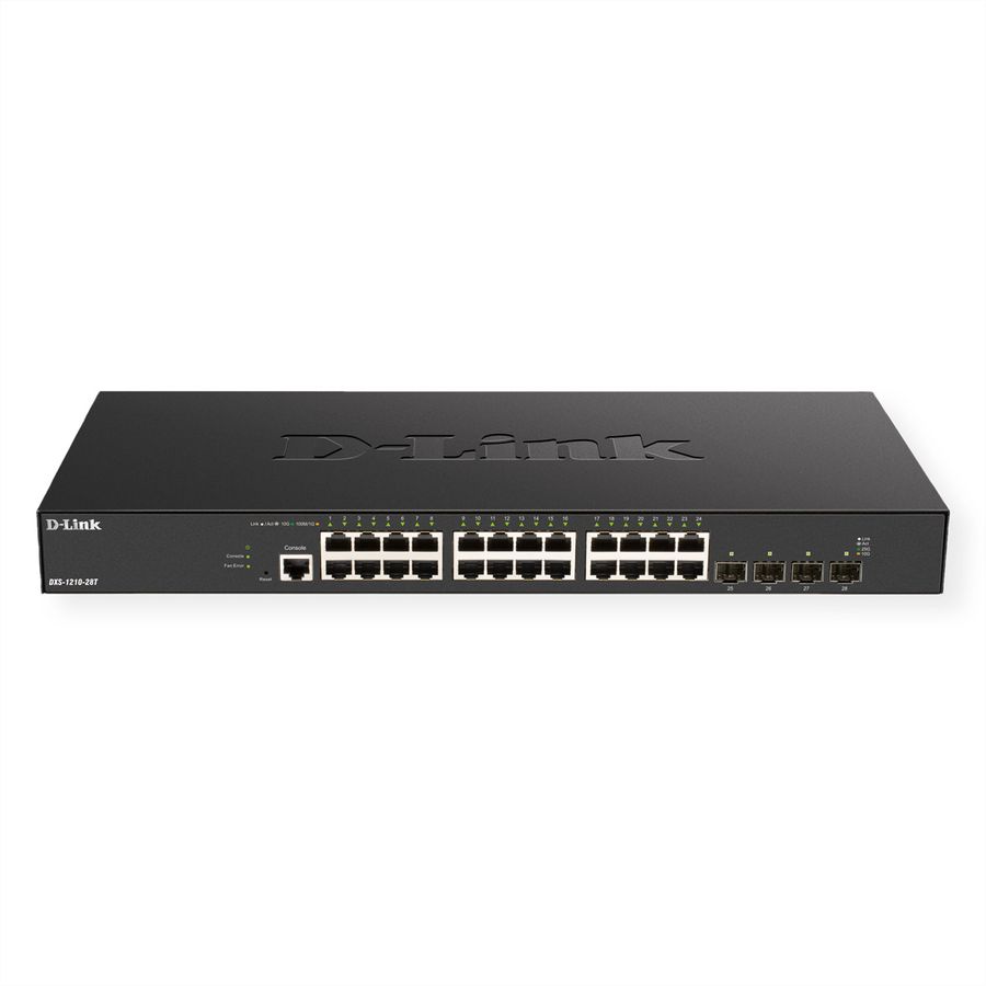 D-Link DXS-1210-28T Smart Managed Switch, 24x 10G Base-T + 4 x 10G/25G SFP28 Ports